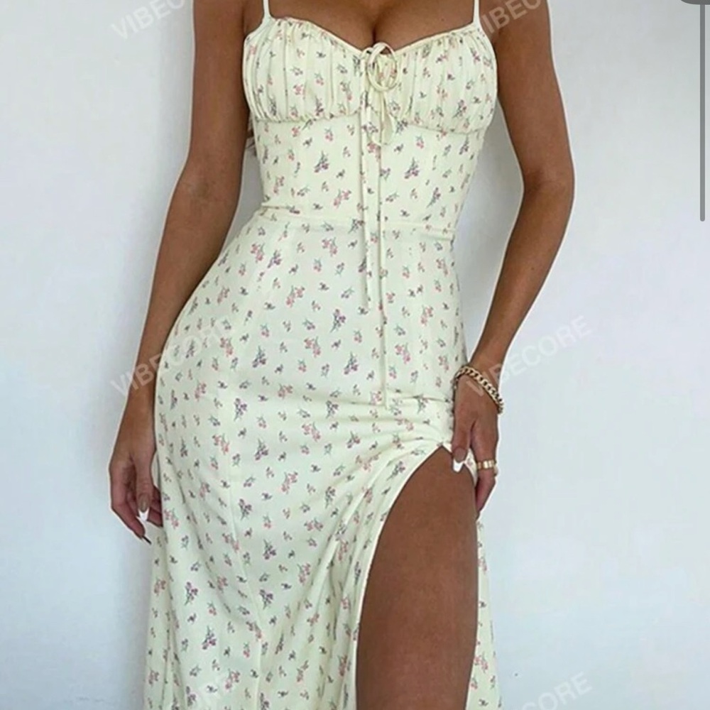 Floral Cream Maxi Dress